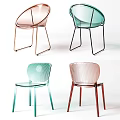 Transparent Leisure Chairs With Colorful Metal Legs And Modern Perforated Backrest Design