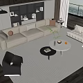 Modern sofa coffee table combination 3d model
