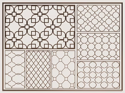 Decorative Partition Designs Featuring Various Geometric Patterns And Intricate Details 3d model