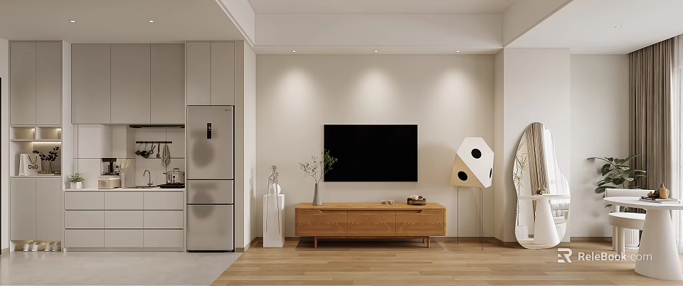 Modern Apartment Living Room With Simple Decor Elements 3d model 