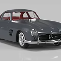 Classic Gray Mercedes Sports Car With Red Interior And Streamlined Vintage Design