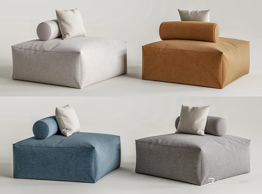 Modern Contemporary Single Sofa Design With Multiple Colors Fabric Upholstery And Decorative Pillows 3d model 