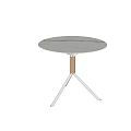 Round White Marble Coffee Table With Woven Tripod Base And Modern Design 3d model