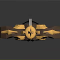 Ornate Fantasy Sword With Golden Crown Hilt And Intricate Black Blade Design