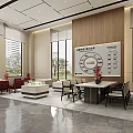 Modern Sales Office Lobby With Circular Chandeliers Architectural Model Display And Elegant Decor