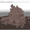 Chinese-style ancient restaurant architectural appearance 3d model