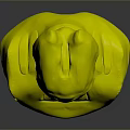Sci-Fi Alien Creature Head Sculpture with Orange Eyes White Body Red Accent and Black Details
