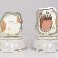Decorative Ornaments Cute Blushing Hamster Closed Eyes And Monster Open Mouth Sharp Teeth Base