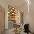 Modern Beauty Salon Interior With Styling Chair Round Mirror And Soft Lighting