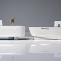 Modern Reception Desk With Sleek Design TASHEN MIA Logo And Decorative Plants