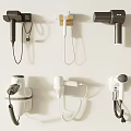 Wall Mounted Hair Dryers in Various Styles and Designs on White Wall