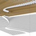 Elegant Modern Interior Ceiling Design With Curved Wooden Slats Structure 3d model