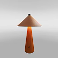 Modern Table Lamp With Brown Cone Shade Orange Cone Body Round Bottom Button Light Grey 3d model