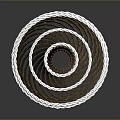 Woven Rattan Household Decor Item With White Ring Accents And Conical Shape