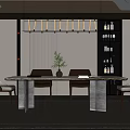 Modern dining table and chair combination 3d model
