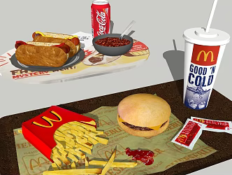 Modern Food Burger 3d model