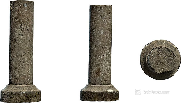 Rustic Stone Wood Pillars With Natural Texture And Decorative Design Elements 3d model 