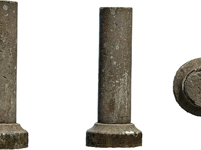 Rustic Stone Wood Pillars With Natural Texture And Decorative Design Elements 3d model