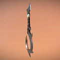 Fantasy Hooked Weapon With Carved Handle Decorative Pearl And Sharp Metal Blade
