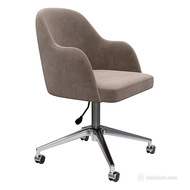 Gray Upholstered Single Chair Modern Design With Swivel Metal Base And Armrests 3d model 