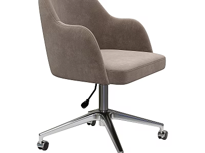 Gray Upholstered Single Chair Modern Design With Swivel Metal Base And Armrests 3d model
