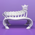 Playful Public Chair With Turquoise And White Stripes Yellow Crown And Yellow Legs