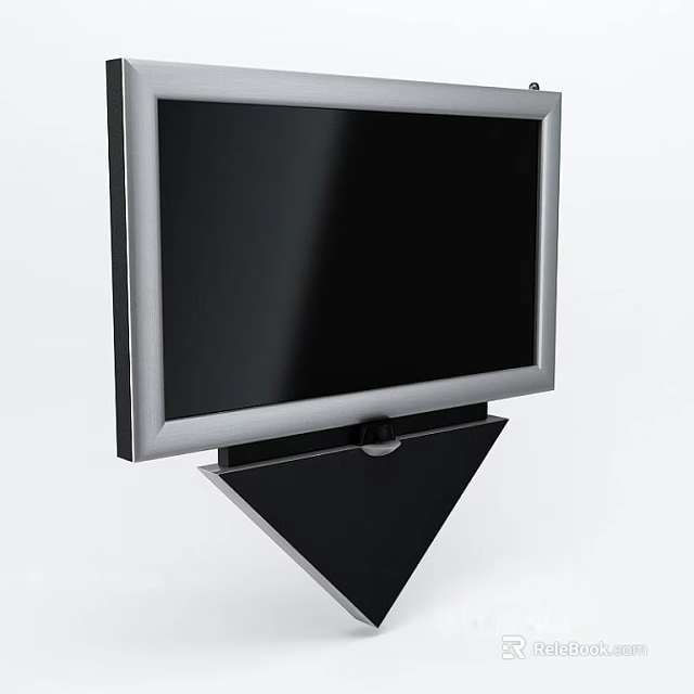Sleek Computer Monitor With Black Screen Silver Frame And Triangular Stand 3d model 