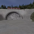 Unfinished Highway Tunnel Exit With Concrete Slope Surrounded By Lush Forest Under Clear Blue Sky