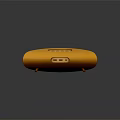 Yellow Curved Headphone Speaker on Wooden Table with Support Feet Buttons and Ports