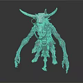 Mysterious Horned Creature Character With Skull Head And Spiked Armor