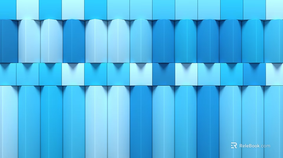 Modern Blue Background Wall With Geometric 3D Pattern And Textured Design 3d model