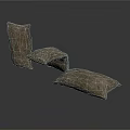 Three Soft Brown Fabric Cushions For Home Decor And Seating Use 3d model