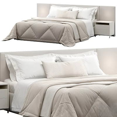 Panel upholstered headboard bed