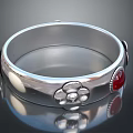 Elegant Silver Bracelet Featuring Floral Design And Red Gemstone Accent 3d model
