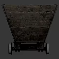 Rustic Wooden Square Cart With Four Metal Wheels And Distressed Surface Design