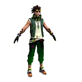 A Stylish Man In Green Pants Vest With Arm Tattoos Yellow Glasses And Scarf