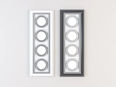 Modern Downlights And Spotlights With White And Black Frames Four Circular Lights Linear Design 3d model