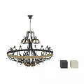 Ornate Black and Gold Metal Chandelier With Crystal Accents And Intricate Scrollwork