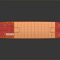 Red Boat Model With Orange Roof Blue Windows And Yellow Circular Decorations
