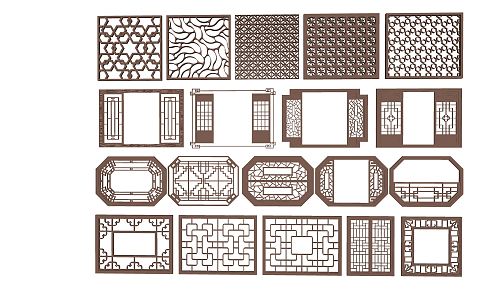 Chinese-style flower-cut window 3d model