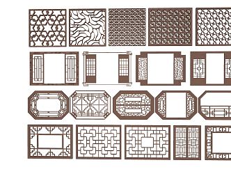 Chinese-style flower-cut window 3d model