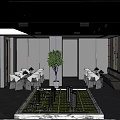 Sand table negotiation table and chair area sand table tree wine cabinet wine rack wall lamp 3d model