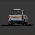 Old White Vintage Car Model Displayed On Gray Platform With Retro Design 3d model