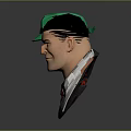 3D Male Character Wearing Green Hat Gray Suit And Red Tie In Stylish Design