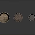 Set Of Three Rustic Wooden Buckets For Household Decor And Storage
