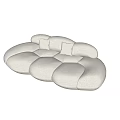 Irregular Shaped Sofa Light Beige Plush Design With Soft Cushions In Bright Modern Interior 3d model