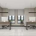 Modern Public Office Space With Workstations Office Chairs Open Layout And Industrial Ceiling 3d model