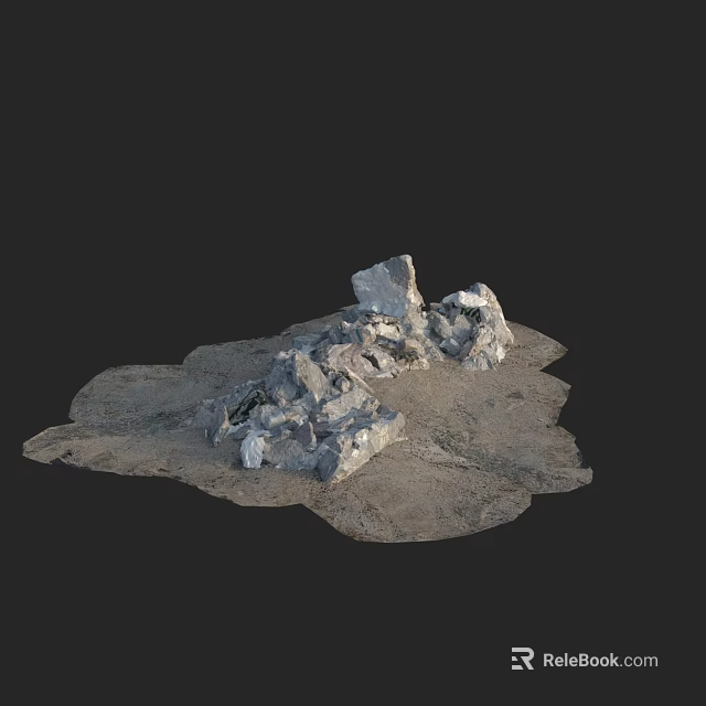 Natural Stone Construction Components With Sandy Base And Rock Formation 3d model