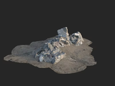 Natural Stone Construction Components With Sandy Base And Rock Formation 3d model
