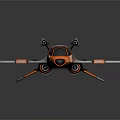 Futuristic Fighter Jet with Orange Gray Body Blue Lights Wings and Thrusters Design